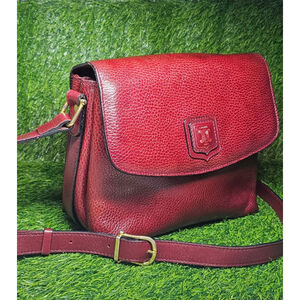 Vintage Celine Leather Crossbody Bag Burgundy Red